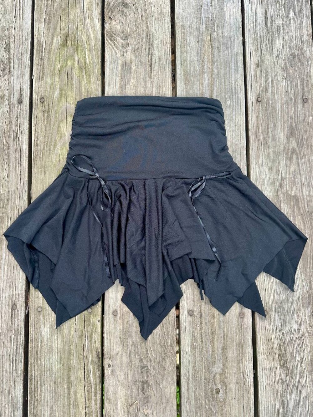 Whimsical Goth Black Miniskirt Uneven Pixi Edge